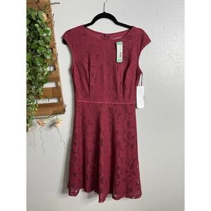 Wisp Avalon Sangria Lace Dress Stitch Fix Exclusive Size 4 Burgandy